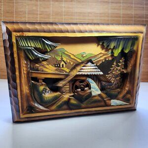 Swiss Music Box REUGE "Mill in the Black Forest" Wood Wall Hung 3D